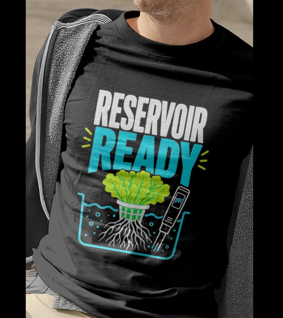 Reservoir Ready Hydroponic Lettuce Roots And Water PH Meter T-Shirt