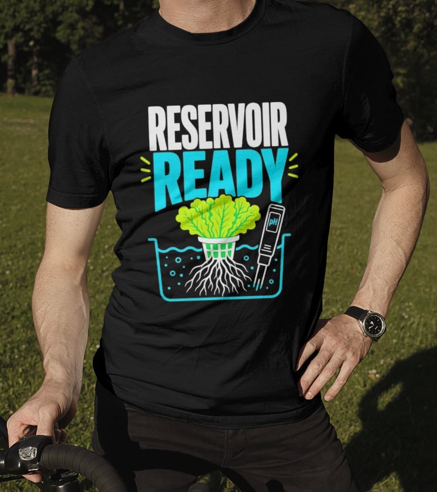 Reservoir Ready Hydroponic Lettuce Roots And Water PH Meter T-Shirt