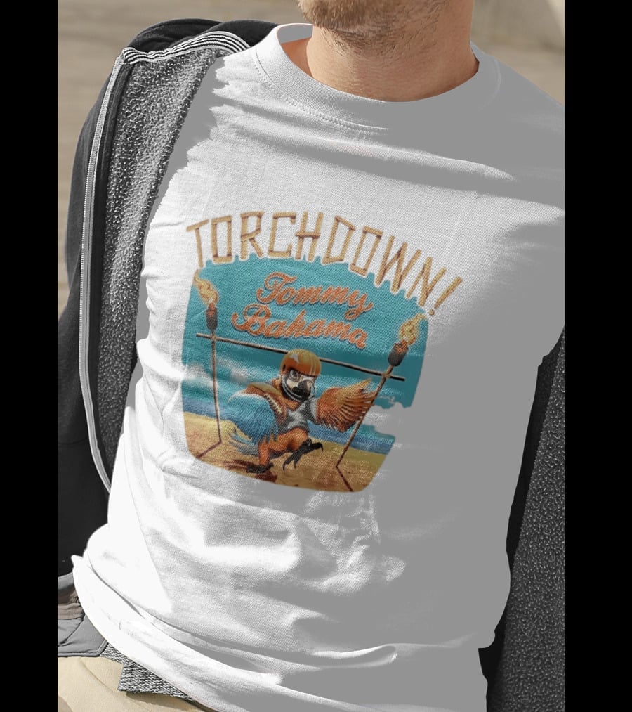 TORCHDOWN Tommy Bahama Parrot Beach Football T-Shirt
