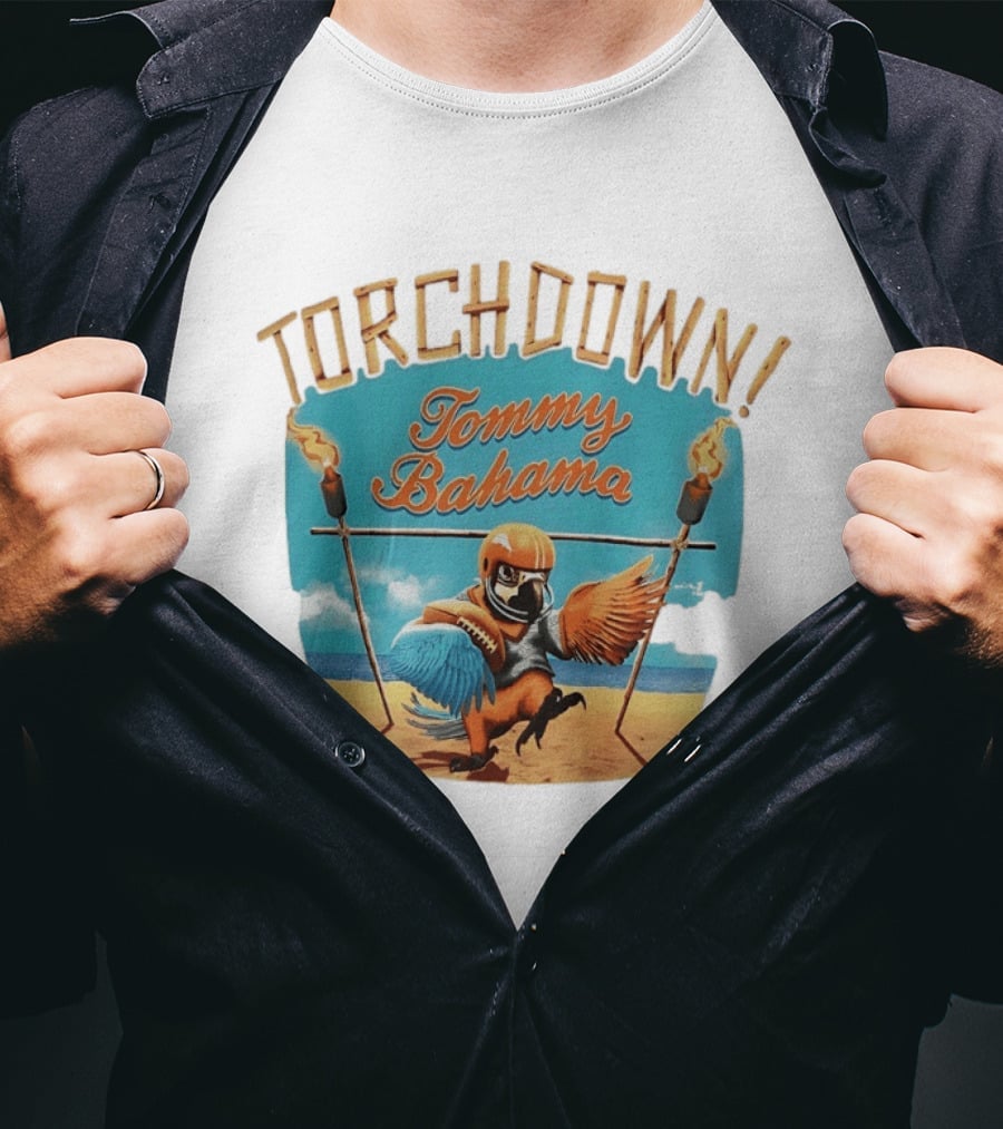 TORCHDOWN Tommy Bahama Parrot Beach Football T-Shirt