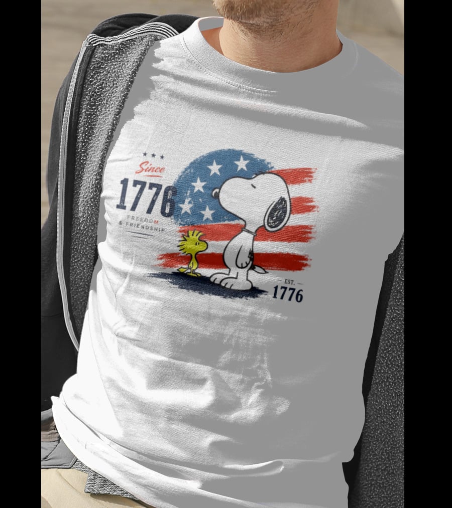 Snoopy Woodstock American Flag Freedom Friendship Since 1776 T-Shirt