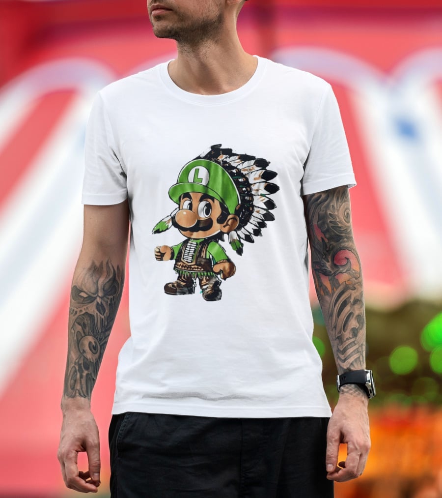 Luigi Green Hat Native American Headdress T-Shirt