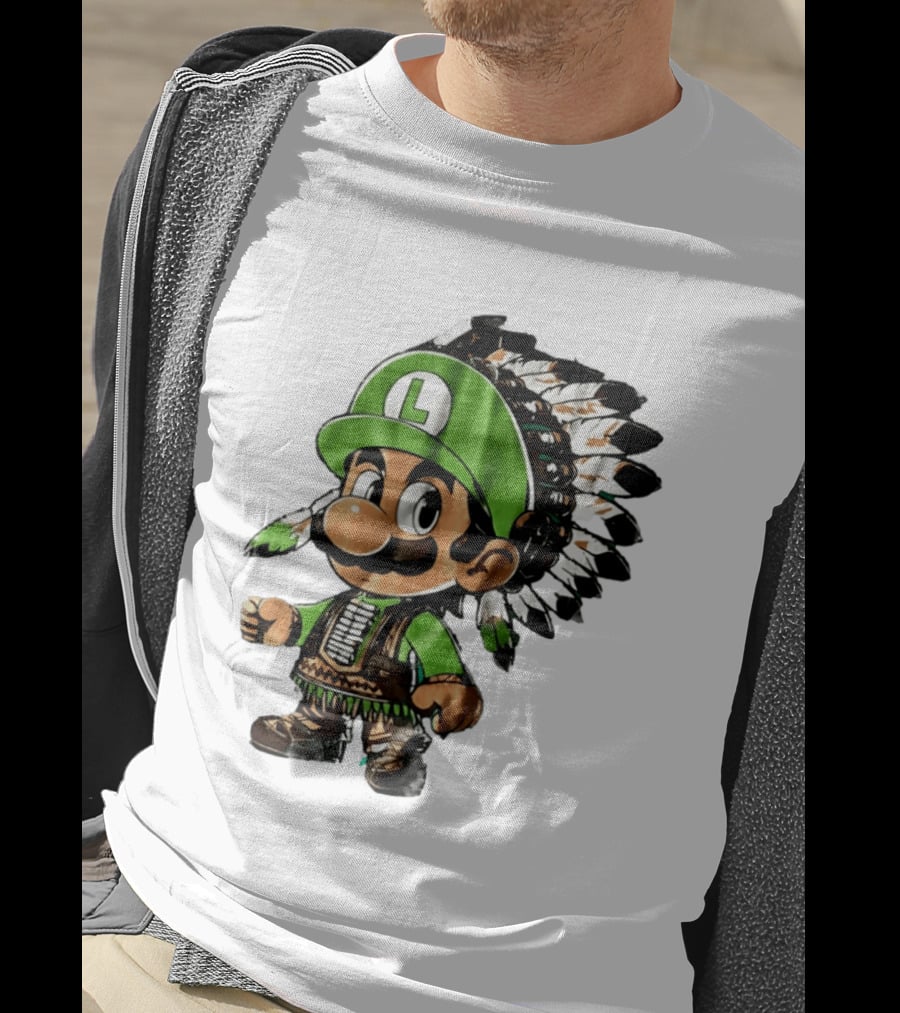 Luigi Green Hat Native American Headdress T-Shirt