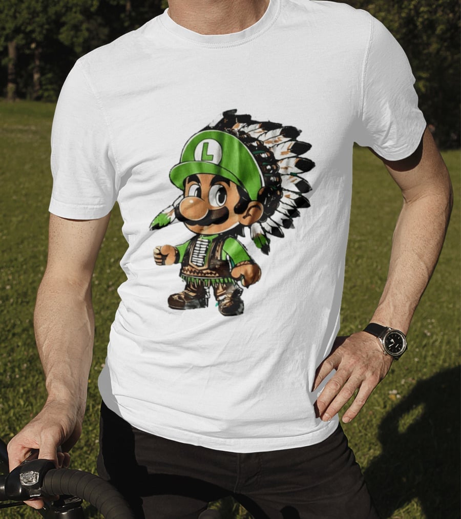 Luigi Green Hat Native American Headdress T-Shirt