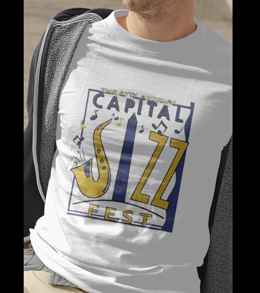 67th Annual Capital Jazz Fest Washington DC Saxophone Music Notes Monuments T-Shirt
