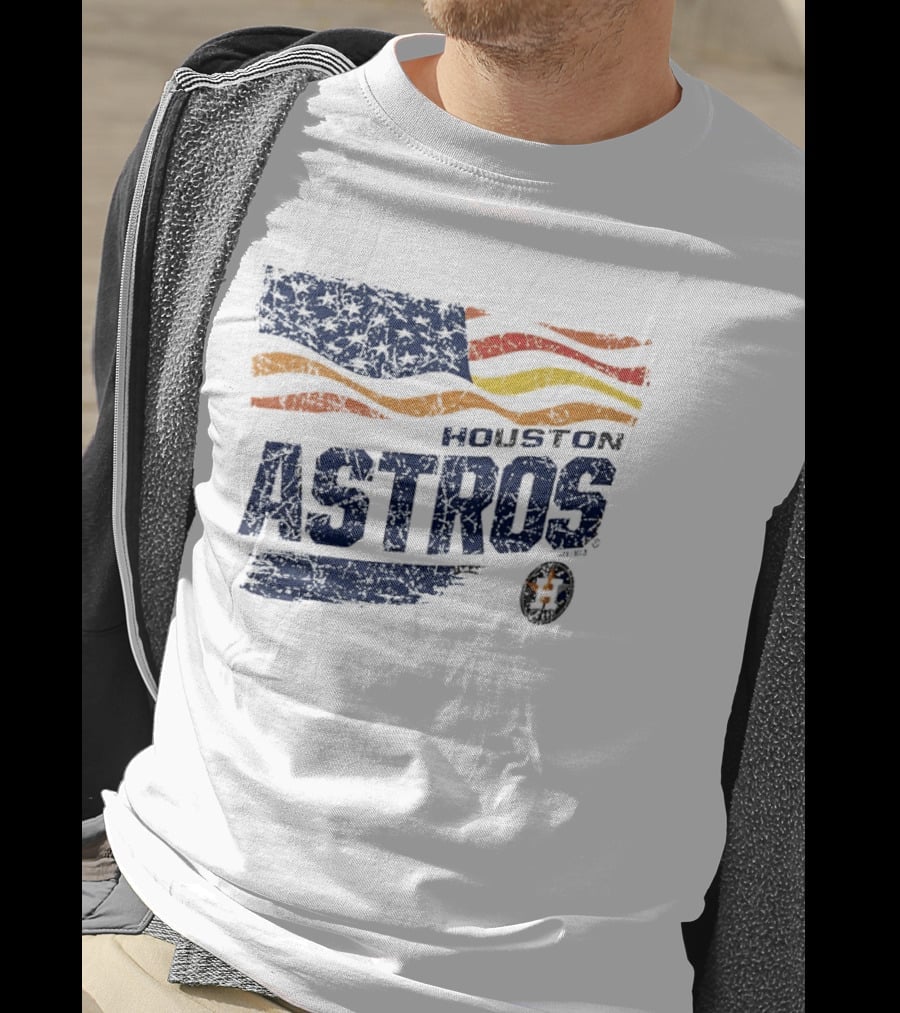 Houston Astros 4th Of July Waving American Flag Anniversary Celebration T-Shirt