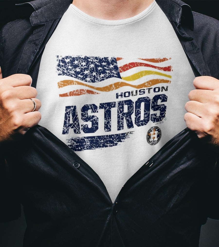 Houston Astros 4th Of July Waving American Flag Anniversary Celebration T-Shirt