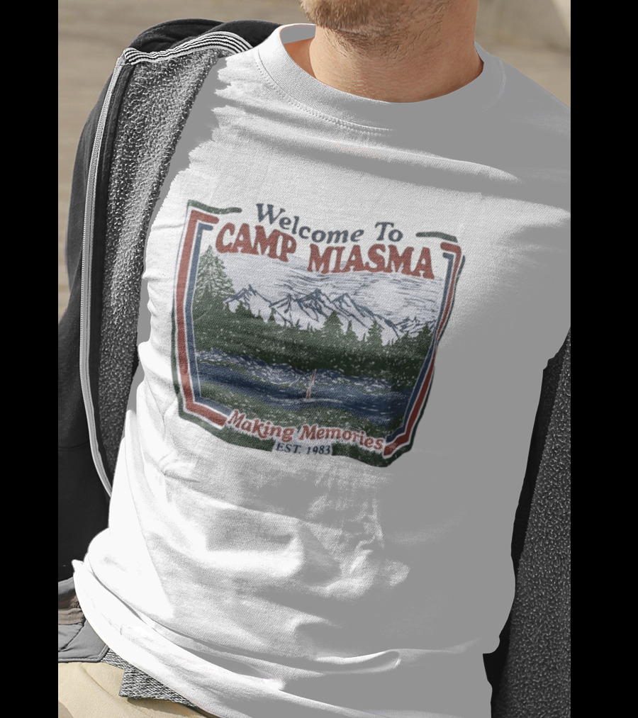 Welcome To Camp Miasma Making Memories Est 1983 Vintage Nature Scene T-Shirt
