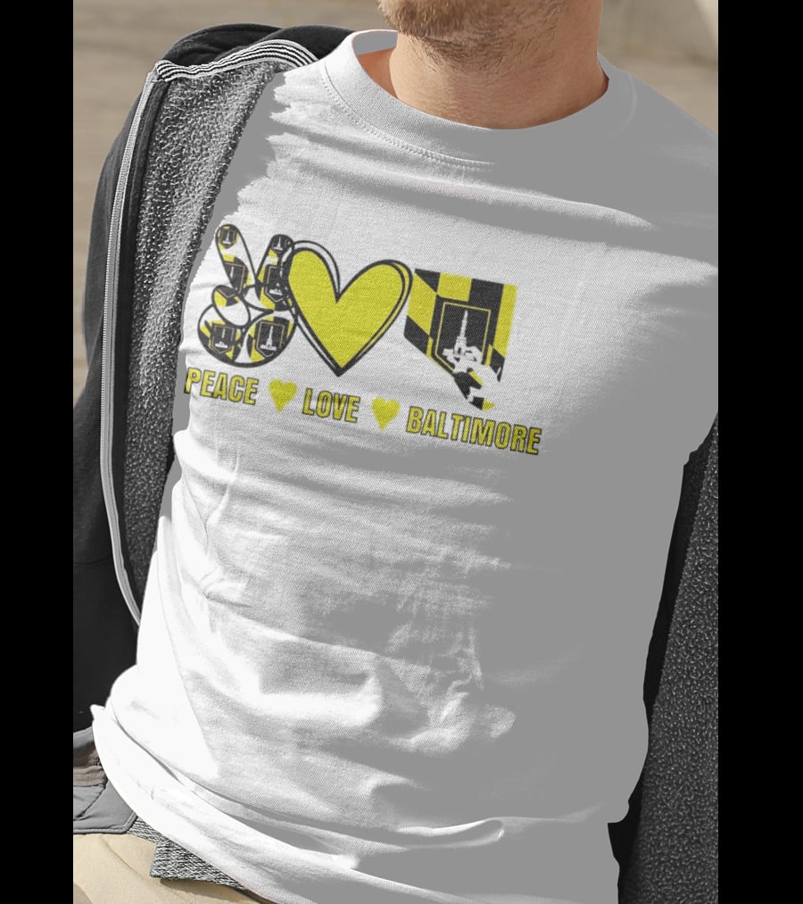 Peace Love Baltimore Maryland Flag Charm City T-Shirt