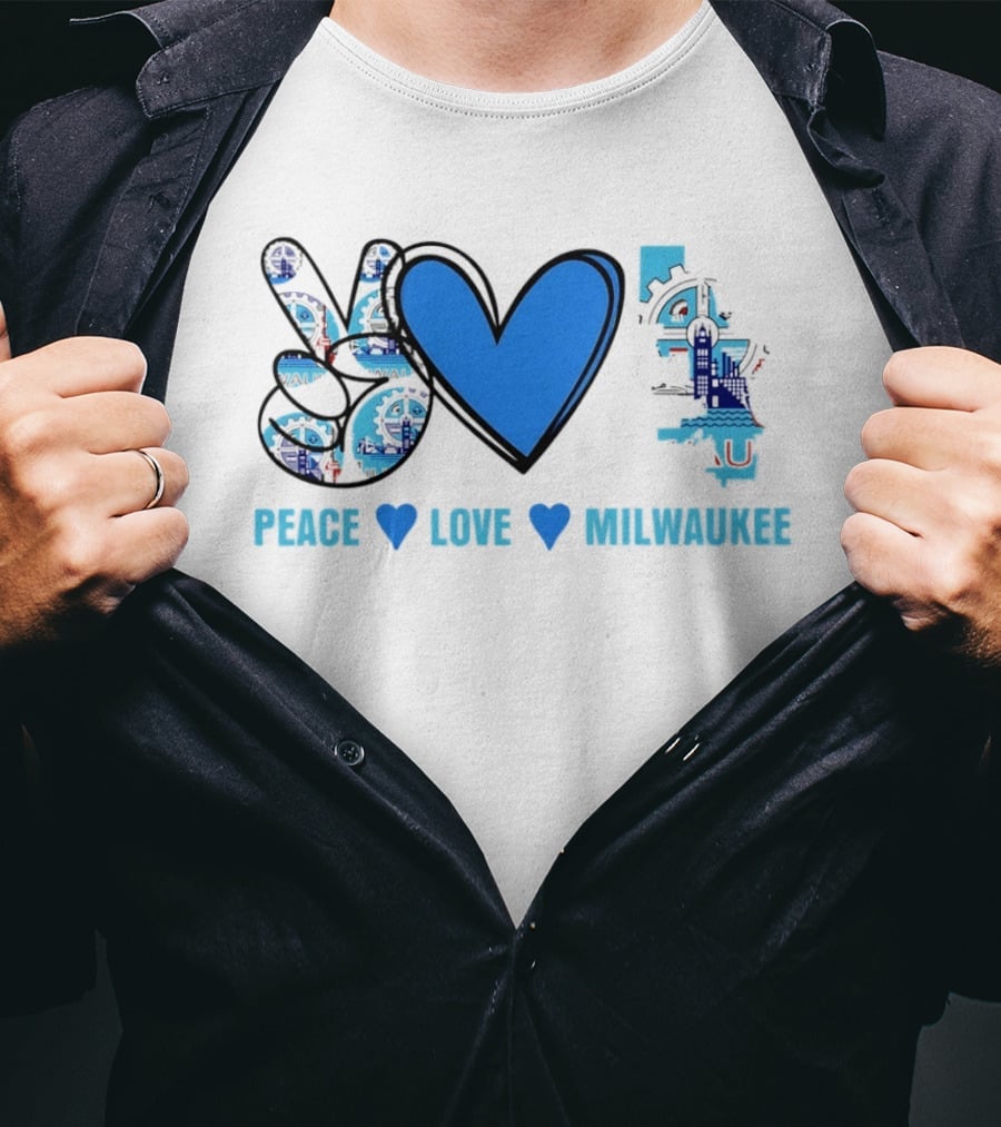 Peace Love Milwaukee Wisconsin City Pride Travel T-Shirt