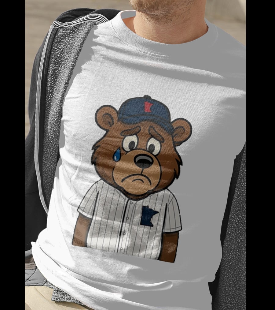 Sad Minnesota Bear With Baseball Jersey And Cap T-Shirt
