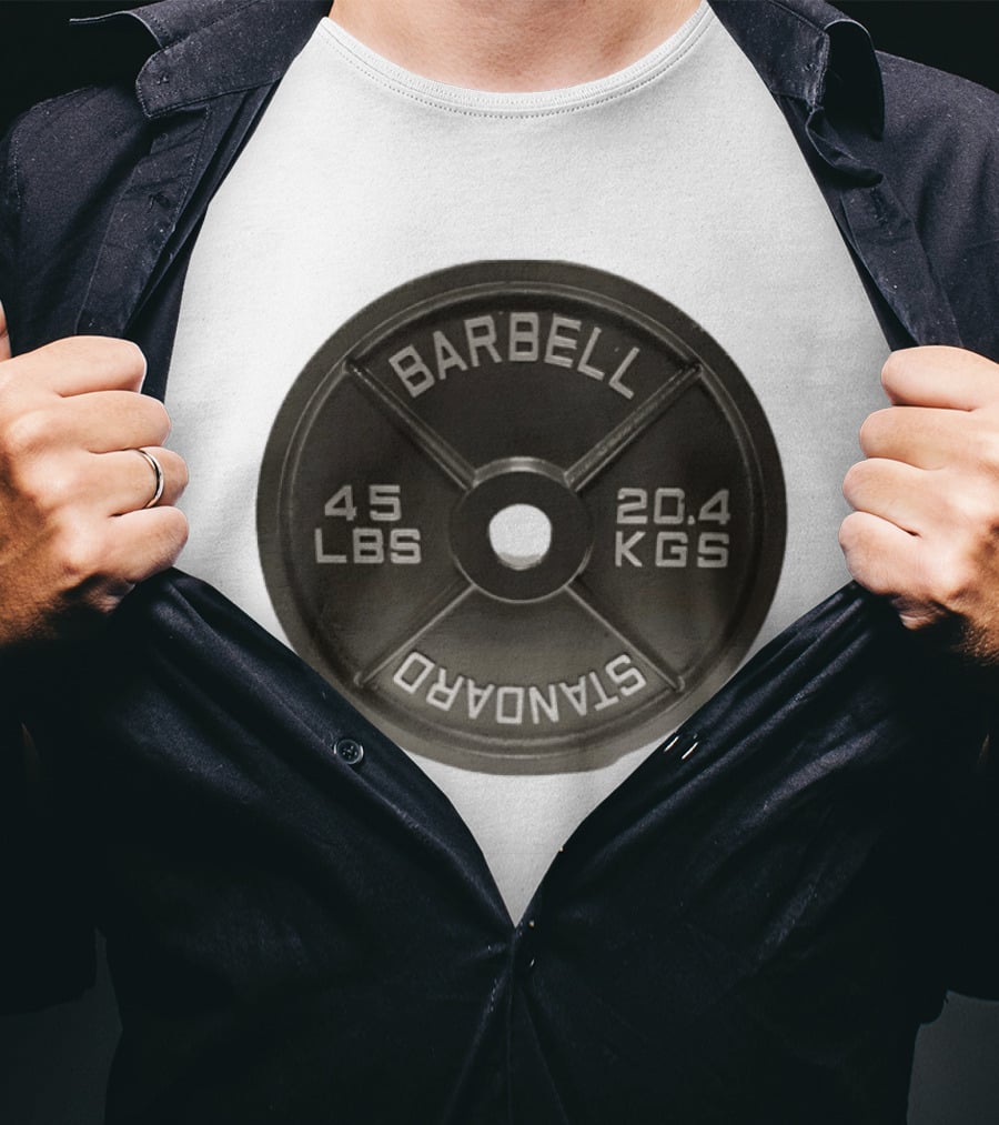 Barbell Standard 45 Lbs 20.4 Kgs Weight Plate Fitness Crossfit T-Shirt
