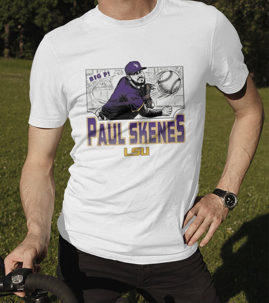 LSU Tigers Paul Skenes Big P Baseball Comic T-Shirt
