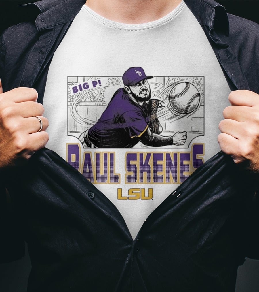 LSU Tigers Paul Skenes Big P Baseball Comic T-Shirt