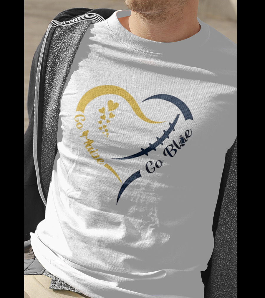Michigan Wolverines Heart Go Maize Go Blue Football T-Shirt