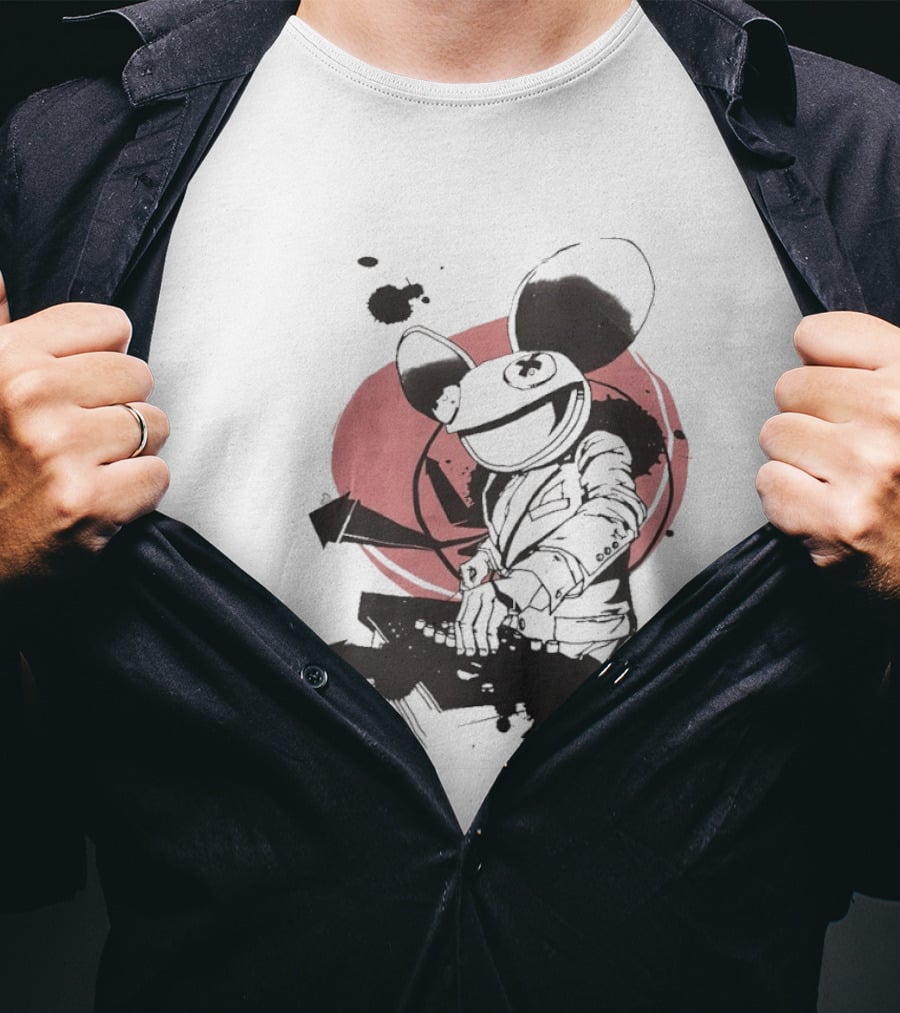 Deadmau5 DJ Music Icon With Pink Circle And Black Abstract T-Shirt