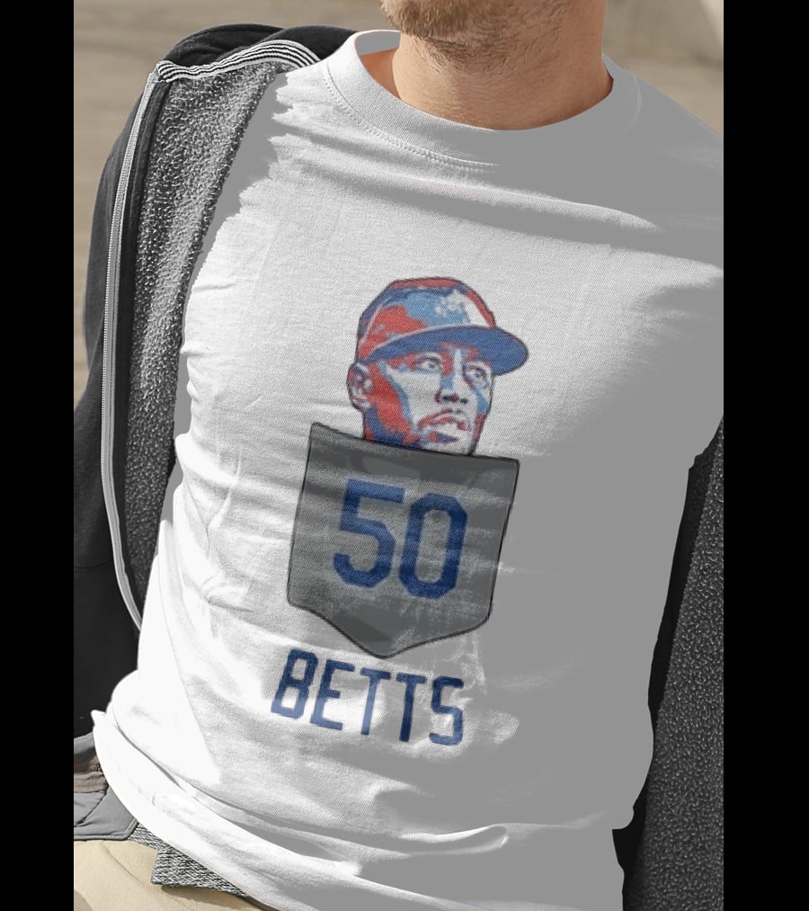 Mookie Betts 50 Los Angeles Dodgers Baseball MLB Pocket T-Shirt