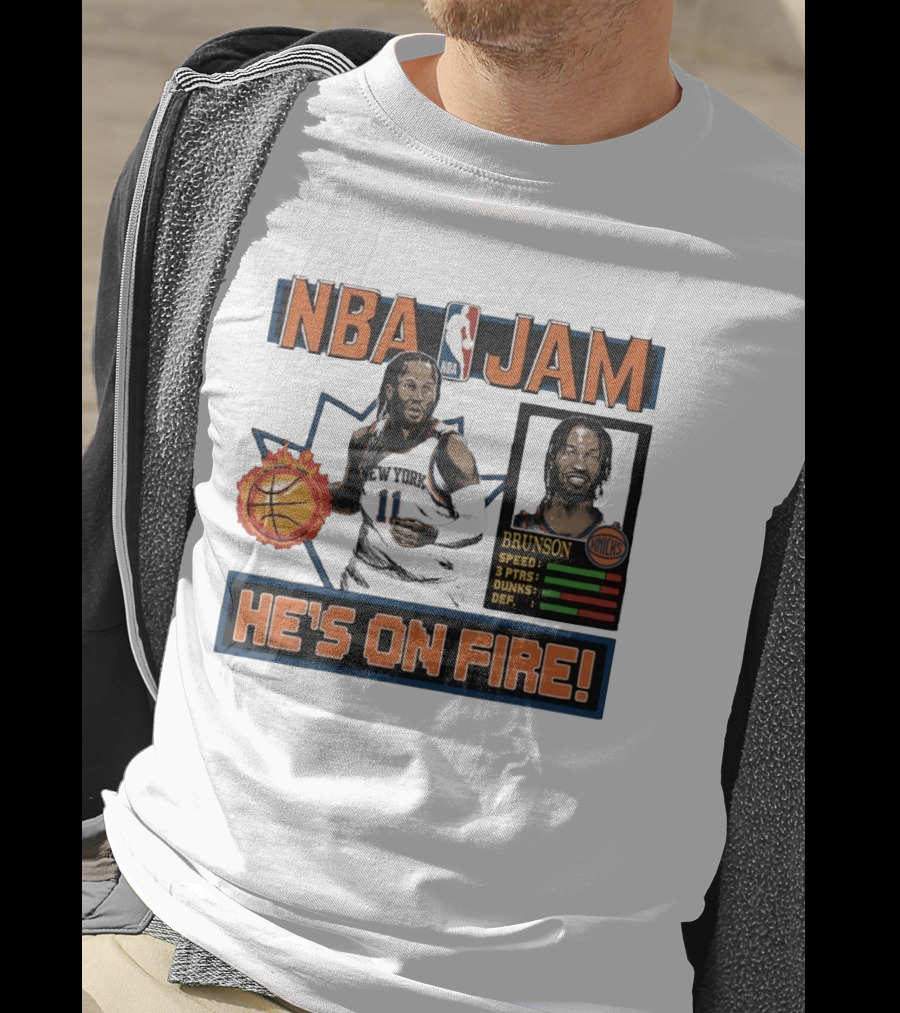NBA Jam Jalen Brunson New York Knicks He's On Fire T-Shirt