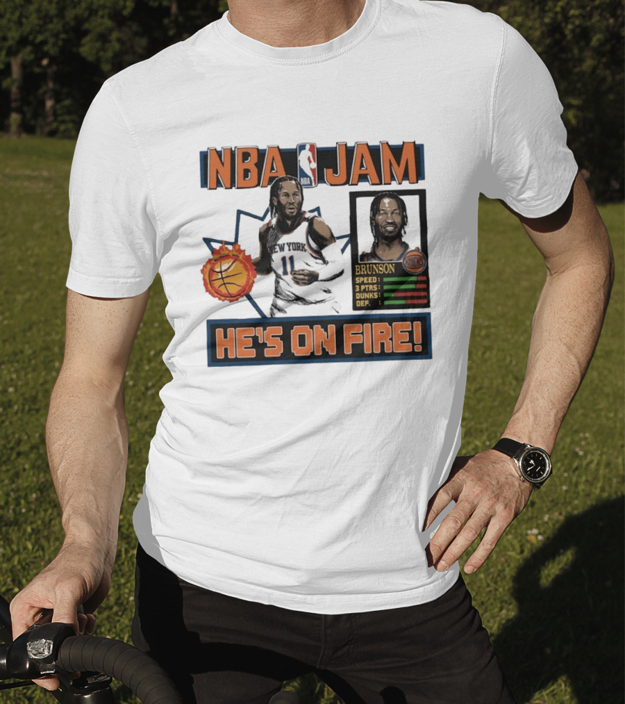 NBA Jam Jalen Brunson New York Knicks He's On Fire T-Shirt