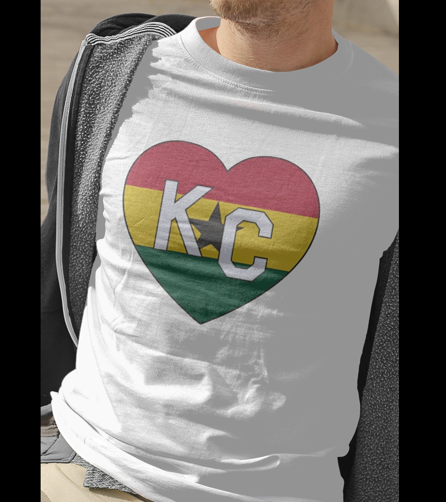 Ghana Flag Colors KC Heart T-Shirt
