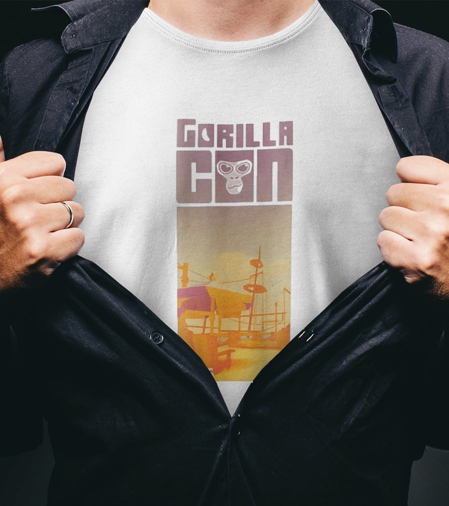 Gorilla Con 2026 Beach Adventure With Sunglasses Wearing Gorilla T-Shirt