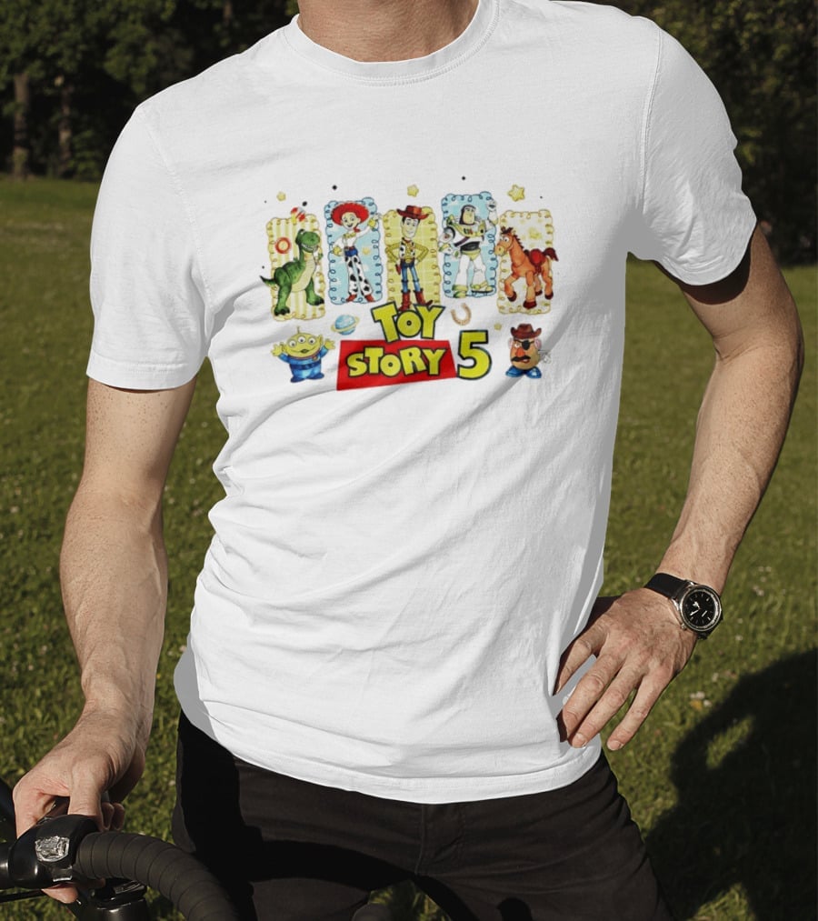 Toy Story 5 Movie Characters Woody Buzz Jesse Rex Bullseye Mr Potato Head T-Shirt