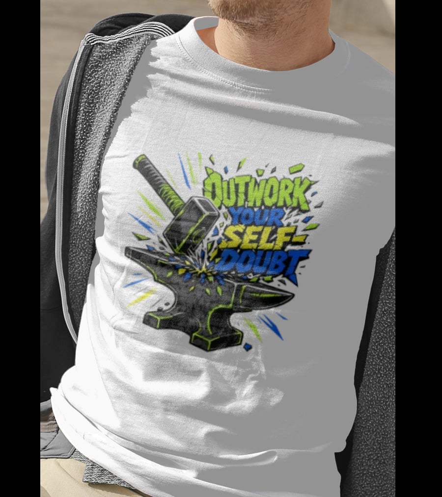 Outwork Your Self Doubt Inspirational Hammer And Anvil Motivational T-Shirt