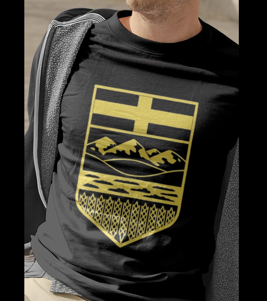 Alberta Stands Free Canada Provincial Emblem Mountains Crest T-Shirt