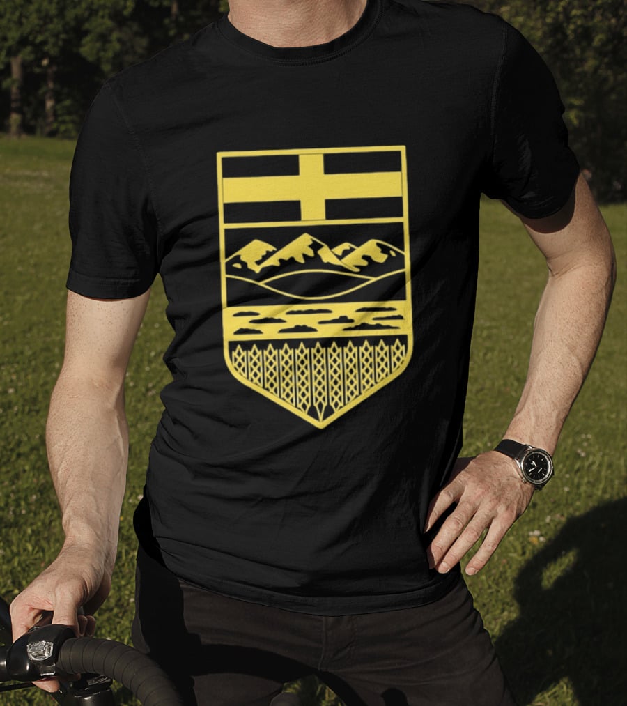Alberta Stands Free Canada Provincial Emblem Mountains Crest T-Shirt