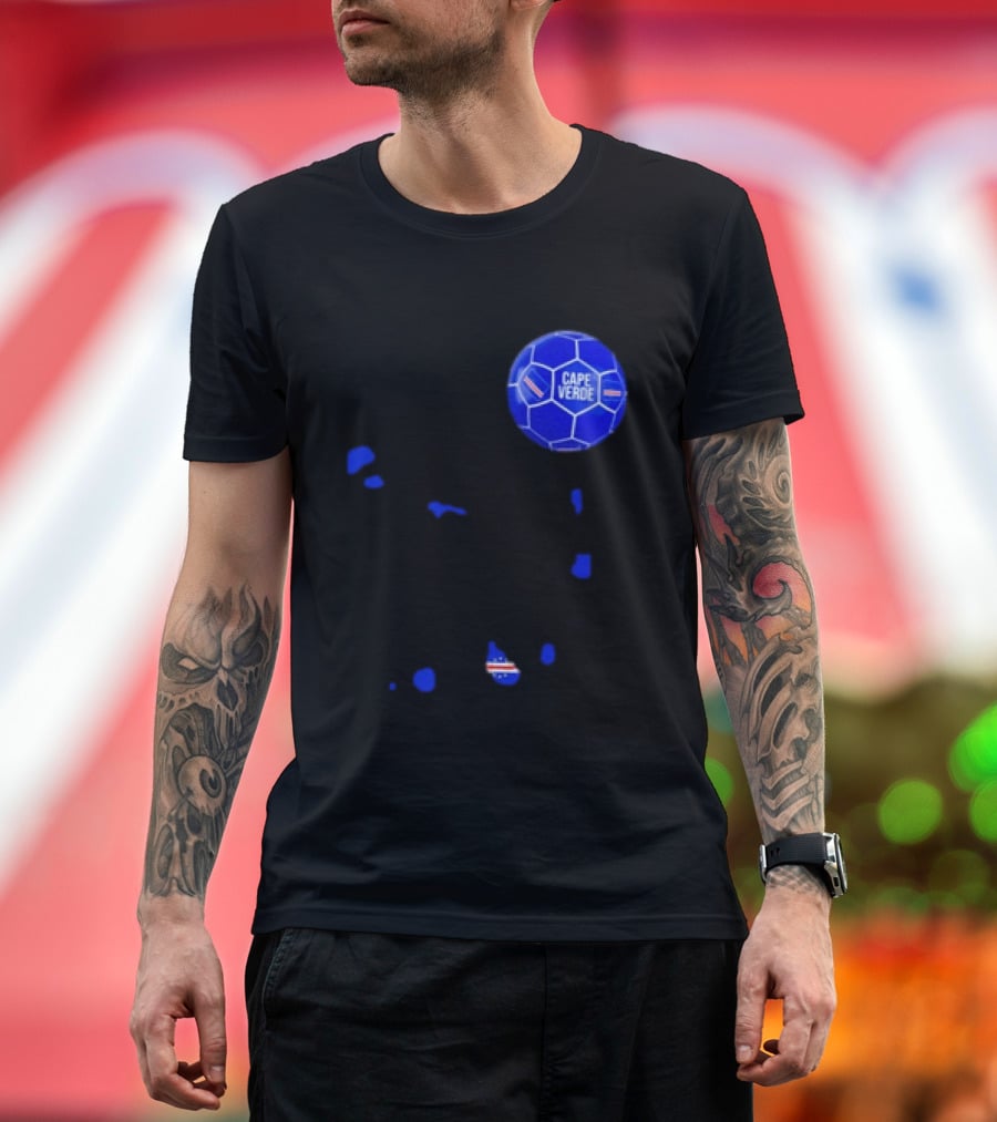 Cape Verde Soccer Pride Blue Football Map T-Shirt