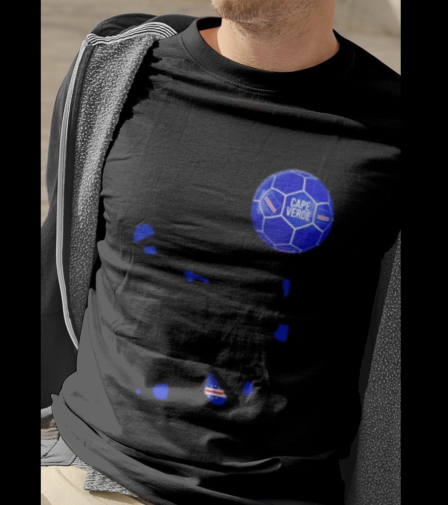 Cape Verde Soccer Pride Blue Football Map T-Shirt
