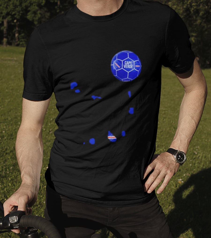 Cape Verde Soccer Pride Blue Football Map T-Shirt