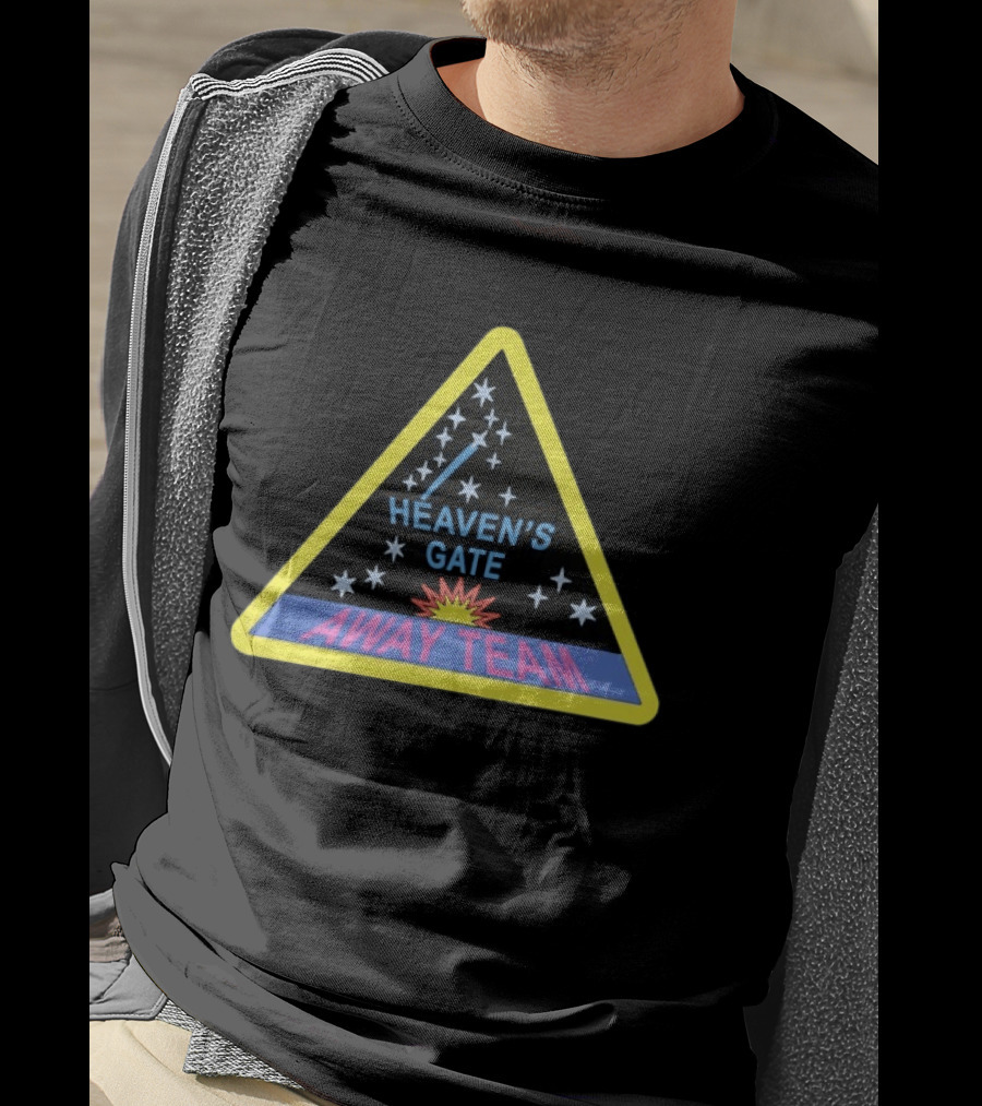 Heaven's Gate Away Team Space Sci Fi Cult Triangle Badge With Stars And Comet T-Shirt