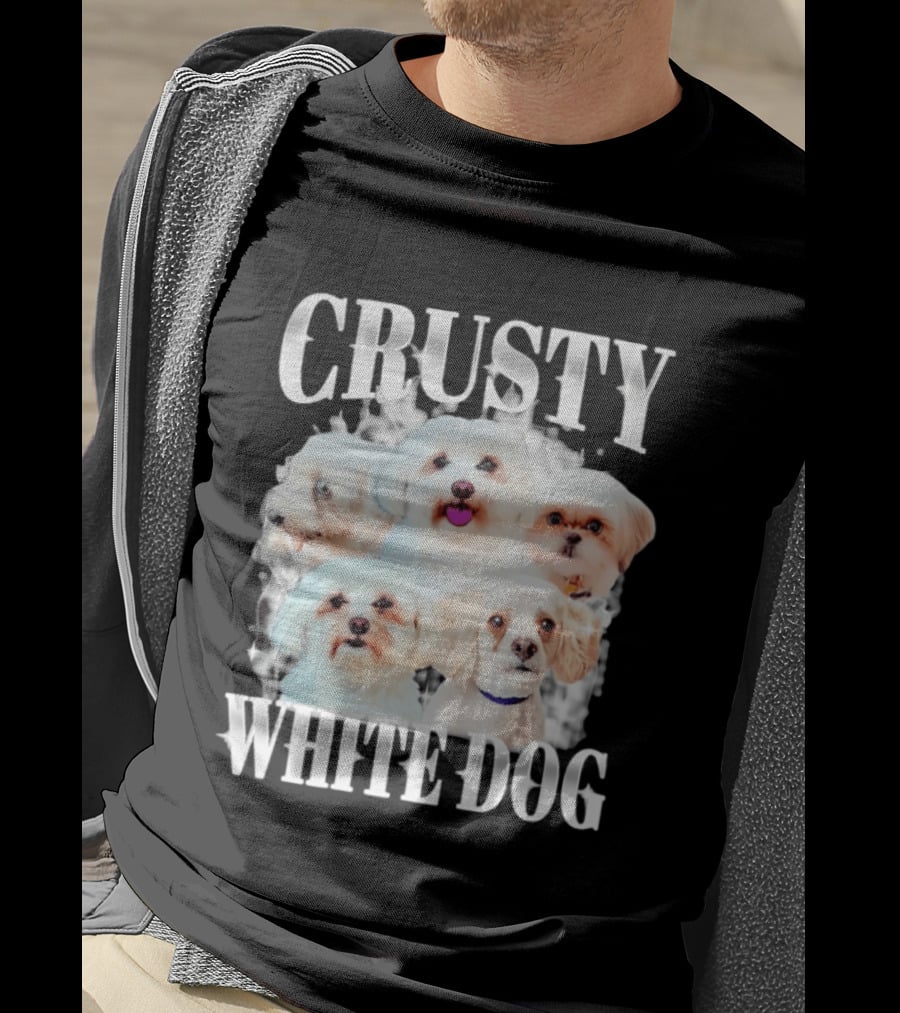 Crusty White Dog Collage 90s Bootleg Vintage Style Nostalgia T-Shirt