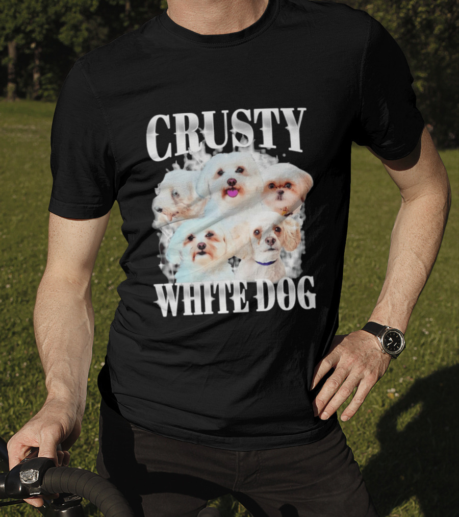 Crusty White Dog Collage 90s Bootleg Vintage Style Nostalgia T-Shirt
