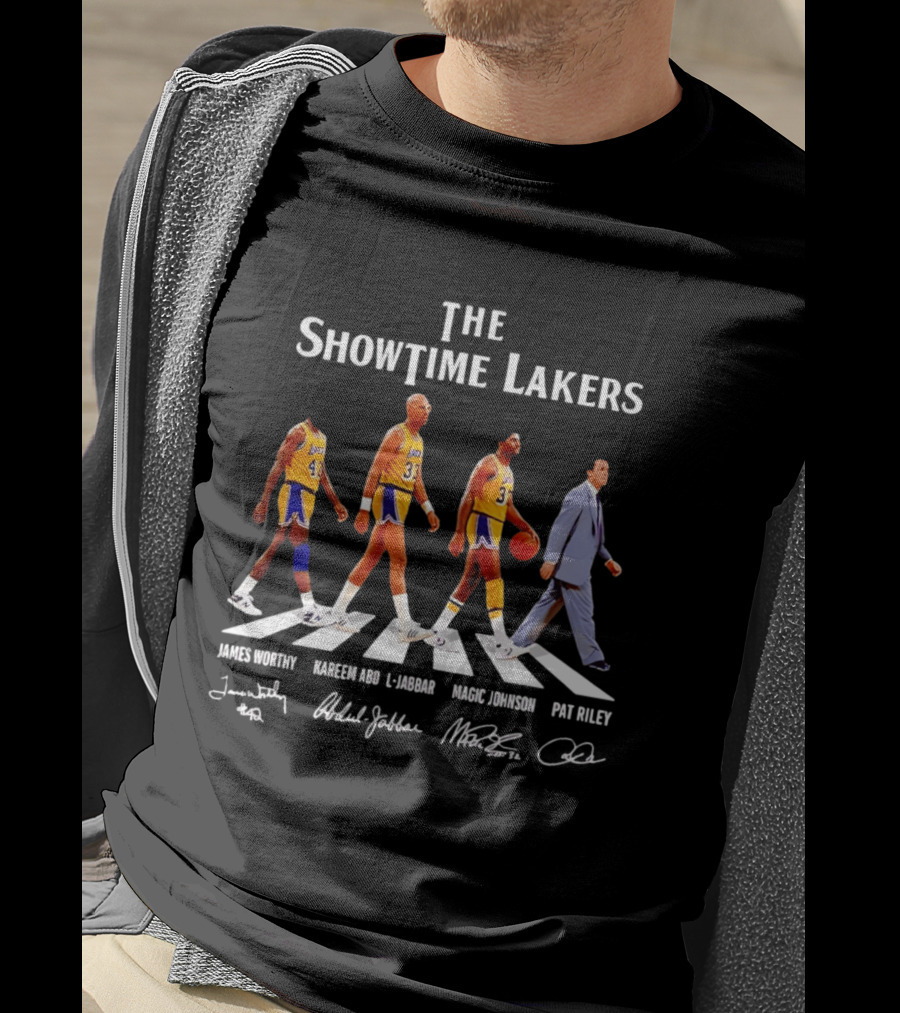 The Showtime Lakers James Worthy Kareem Abdul Jabbar Magic Johnson Pat Riley Abbey Road T-Shirt