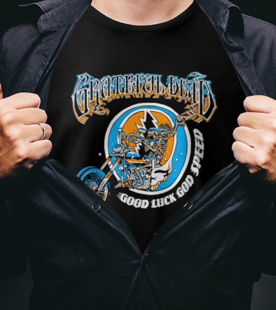 Grateful Dead Skeleton Biker Good Luck God Speed T-Shirt