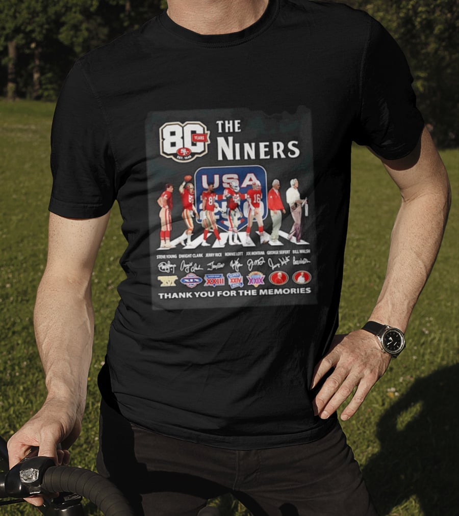 San Francisco 49ers 80 Years The Niners USA Abbey Road Legends Thank You For The Memories T-Shirt
