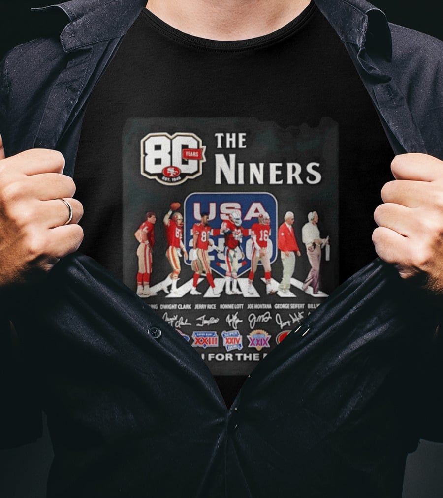 San Francisco 49ers 80 Years The Niners USA Abbey Road Legends Thank You For The Memories T-Shirt