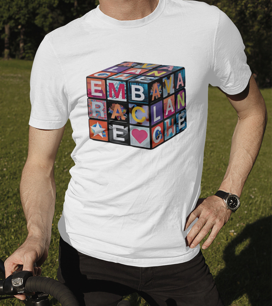 Avalanche Embrace Rubiks Cube Heart Star Colorful Letters T-Shirt