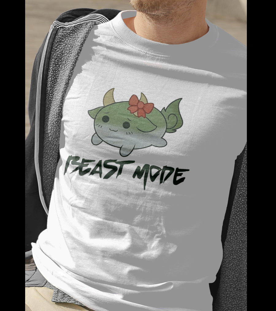 Beast Mode Cute Mythical Creature With Red Bow T-Shirt