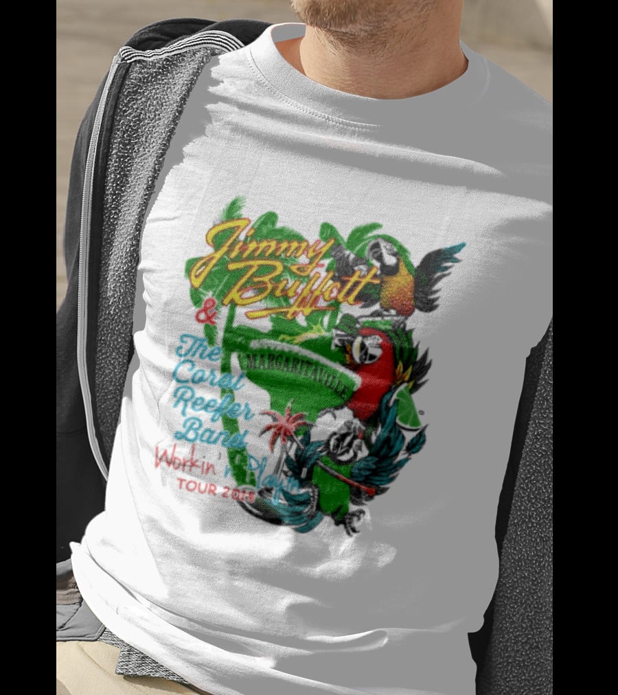 Jimmy Buffett Margaritaville Workin' And Playin' Tour 2015 Coral Reefer Band T-Shirt