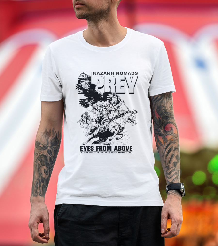 Kazakh Nomads Prey Altai Mountains Western Mongolia Eagle Rider T-Shirt