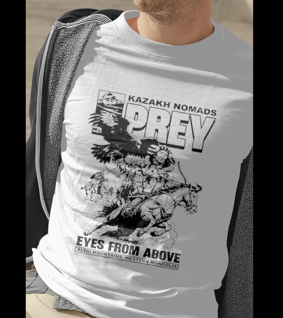 Kazakh Nomads Prey Altai Mountains Western Mongolia Eagle Rider T-Shirt