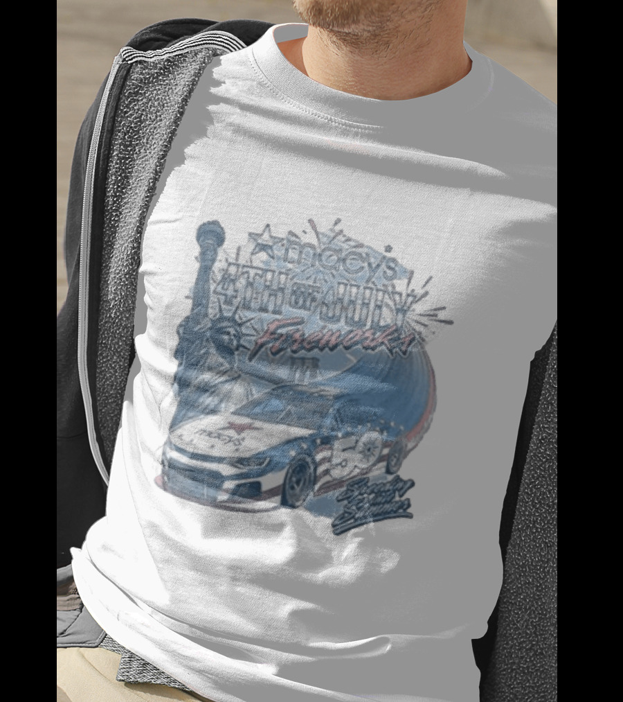 Macy's 4th Of July Fireworks 50 Statue Of Liberty And Race Car T-Shirt