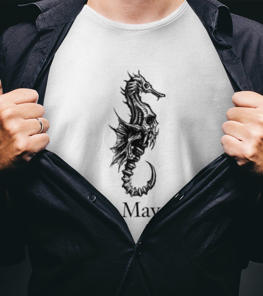 May Skull Seahorse Zodiac Gothic T-Shirt