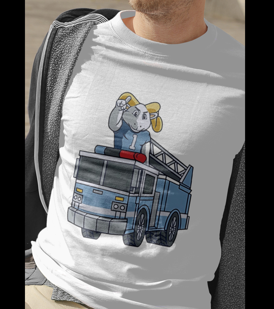 UNC Tar Heels Ram Mascot On Fire Truck Sports Team Merchandise T-Shirt