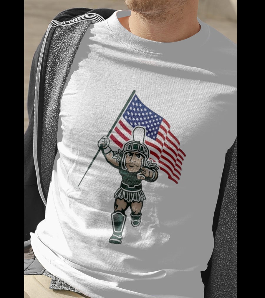 Michigan State Spartans USA Flag T-Shirt