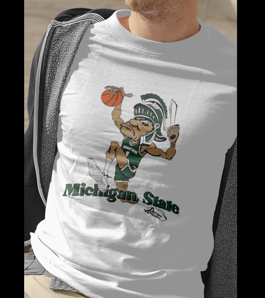 Michigan State Spartans Gruff Sparty Dunking Basketball T-Shirt