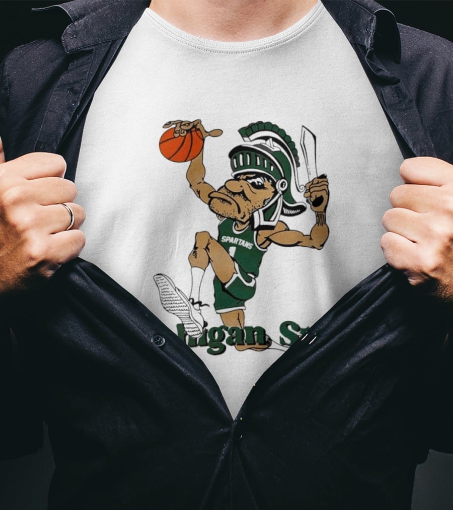 Michigan State Spartans Gruff Sparty Dunking Basketball T-Shirt